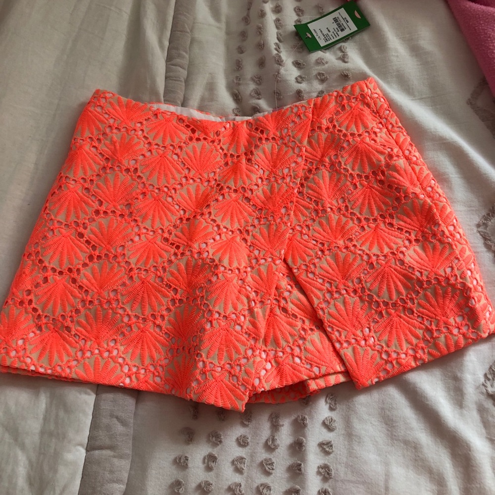 NWT Lilly Pulitzer papaya seashell eyelet skort 0